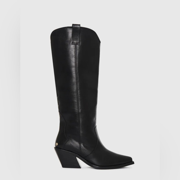 Anine Bing Black Leather Knee-High Boots - Picture 1 of 8